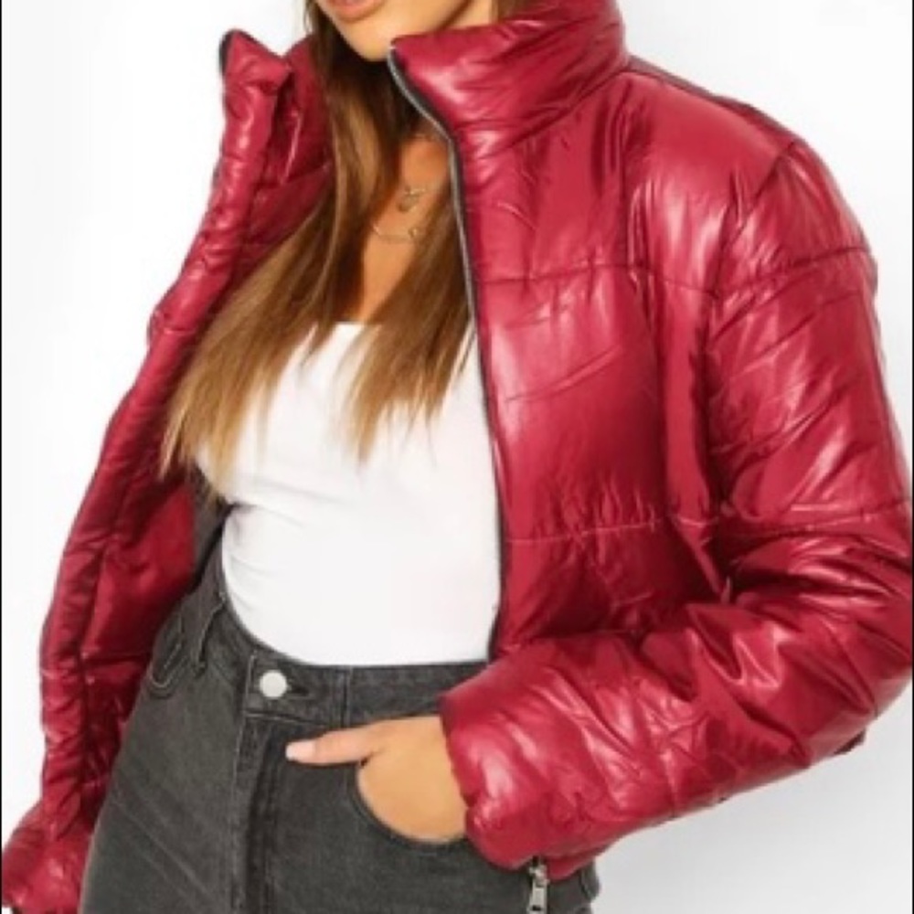 red puffer jacket